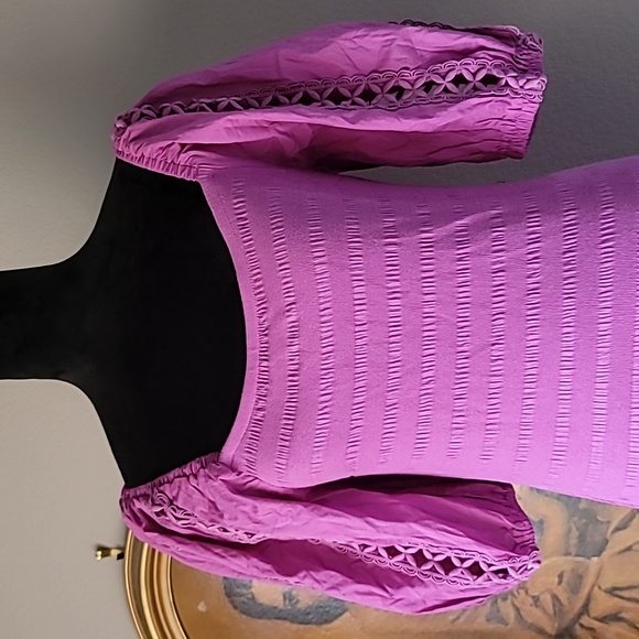 New! BETSEY JOHNSON Radiant Orchid Knit Poplin Sleeve Dress. Small - Picture 5 of 17